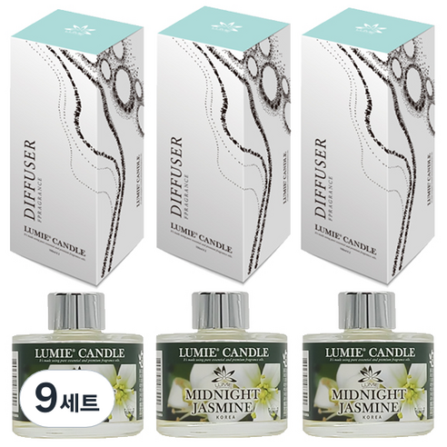 르미에 식물성 주정 디퓨저 100ml x 3p + 리드스틱 5p x 3개 세트, 미드나잇자스민, 9세트