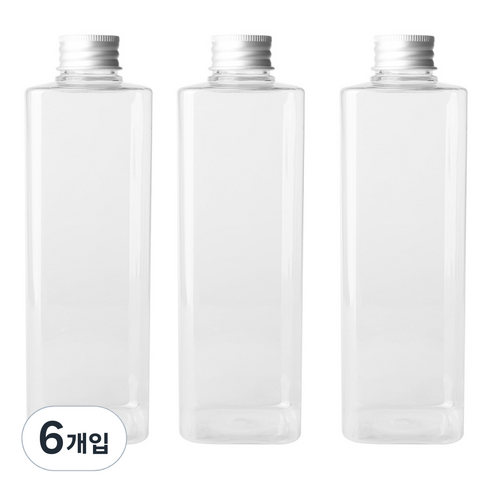 병도매닷컴 DTS500 투명 음료용기 알루미늄 실버캡, 500ml, 6개