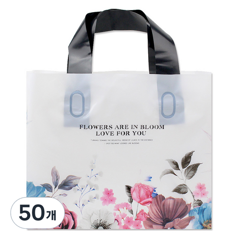 아이엔피 LDPE 손잡이 비닐백 대 40 x 30 cm, 06 블룸플라워, 50개