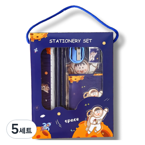 꼬까 학용품 캐릭터 문구세트, 블루, 5세트