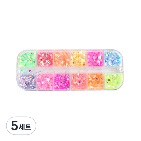 여리 파스텔 육각 믹스 네일글리터 12종 세트, 혼합색상, 5세트