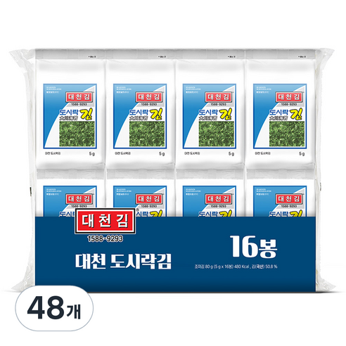 대천김 재래 도시락김 DC1128, 5g, 48개