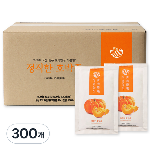 청춘농장 정직한 호박즙, 90ml, 300개