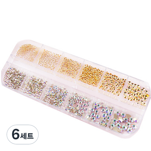 트렌드 메탈 반참xAB크리스탈 원형 스톤 12종 세트, 3, 6세트