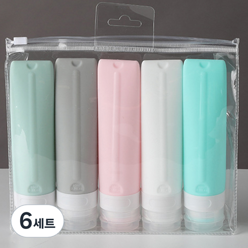 여행용 실리콘 튜브 공병 80ml x 5종 세트, 6세트