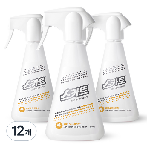 스카트 순하고 깨끗한 섬유탈취제 페어 앤 프리지아 본품, 380ml, 12개