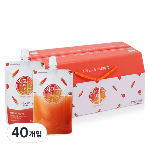 영농조합법인연두 사과엔당근 즙 주스, 100ml, 40개