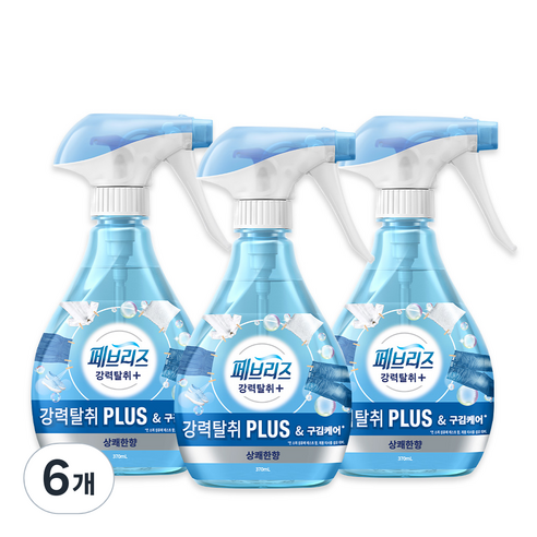페브리즈 강력탈취 플러스 용기형 섬유탈취제 본품, 370ml, 6개, 상쾌한향