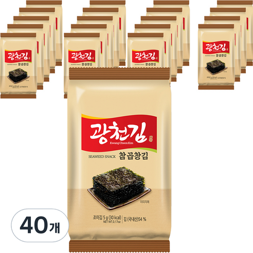 광천김 참 곱창 도시락김, 5g, 40개
