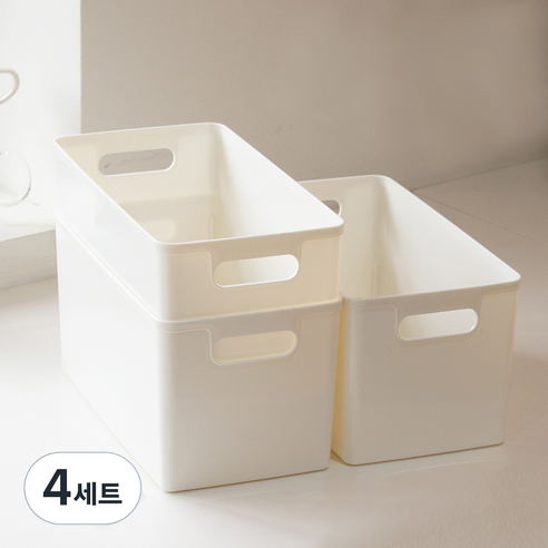 아임홈리빙 심플 바스켓 팬트리 수납함 심플세트 2호, 4세트, 화이트