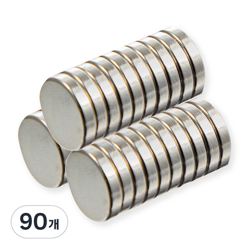 코멧 강력한 네오디움 원형 자석 30개 10mm x 2mm, 실버, 90개