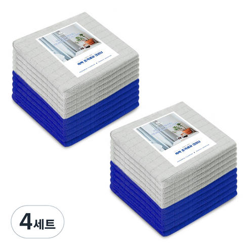 쓱싹 초극세사 바둑이 행주 딥블루 5p + 그레이 5p 세트, 4세트