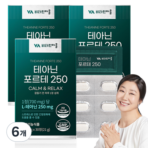 비타민마을 테아닌 포르테 250 영양제 21g, 6개, 30정