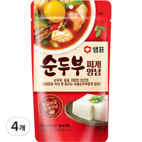 샘표 순두부찌개 양념, 130g, 4개