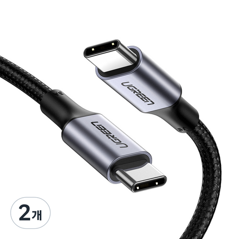 유그린 100W PD 지원 직조 C to C타입 고속충전케이블, 0.5m, 혼합색상, 2개