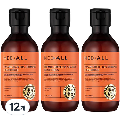 메디올 알시피 안티 헤어 로스 두피청정 샴푸 프레시 시트러스향, 100ml, 12개