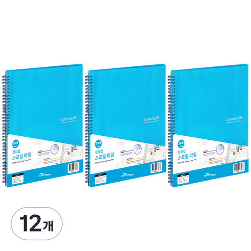 에코청운 칼라칩 스프링화일 30매 A4, 하늘, 12개