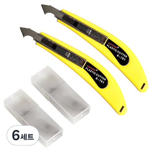 모나코올리브 아크릴 커터 컷팅 칼 2p + 기본칼날 6p + 추가칼날 20p 세트, 노랑(칼), 6세트
