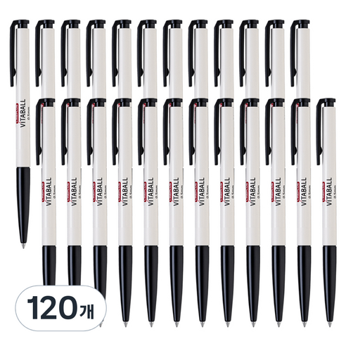 라인플러스 비타볼 볼펜 흑색 0.5mm, 베이지, 120개