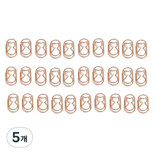 문구담 세련된 컬러 뚱클립 고양이 로즈골드, 5개, 30개입