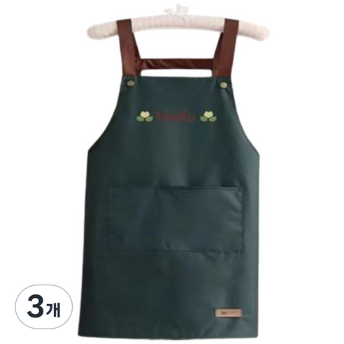 프리미엄 포켓 방수 앞치마, 그린, 3개