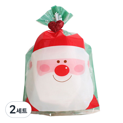 피크닉하우스 스탠드형 산타 포장봉투 20p + 반짝이 하트 타이 20p, 혼합 색상, 2세트