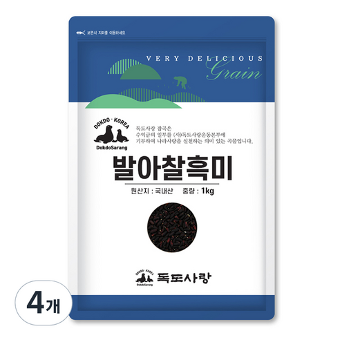 독도사랑 발아찰흑미, 1kg, 4개