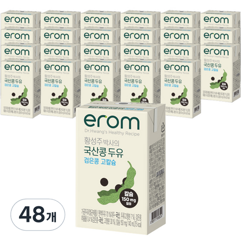 이롬 황성주 국산콩 검은콩 고칼슘 두유, 140ml, 48개