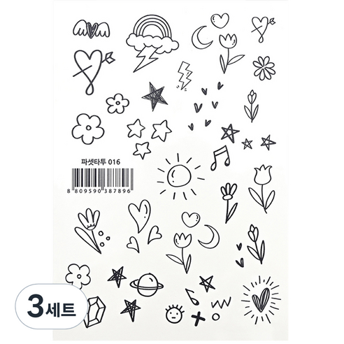 파셋 타투스티커 16종 세트, 파셋타투 016, 3세트