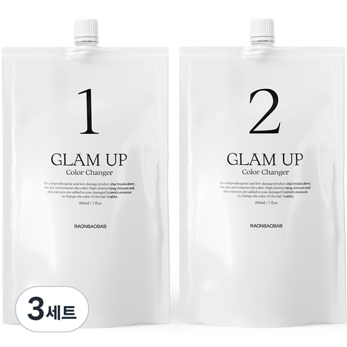 글램업 블랙빼기 탈색제 1제 200ml + 2제 200ml 세트, 3개