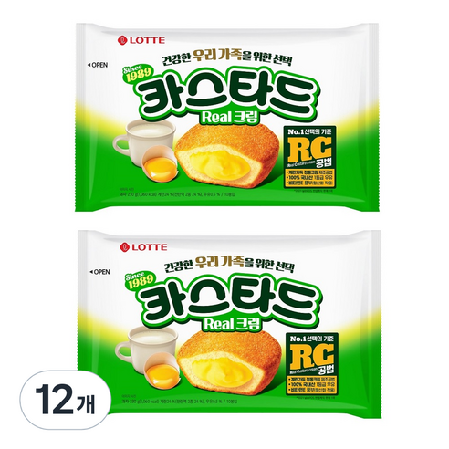 롯데 카스타드 오리지널, 230g, 12개