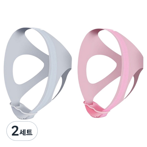 숨에르 입벌림 방지 수면 턱밴드 스트랩 핑크 + 그레이 세트, 2세트