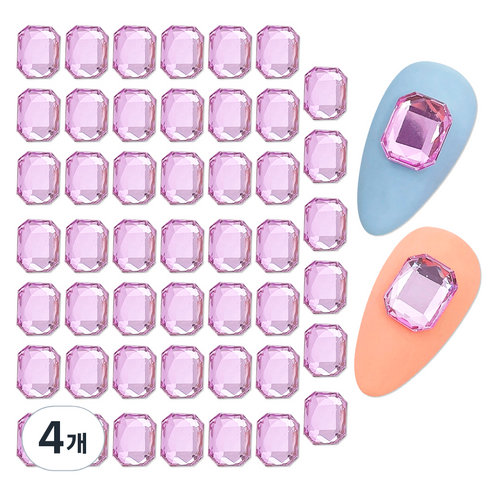 메이브라운 대용량 팔각 네일파츠 8x10mm 50p, 핑크, 4개