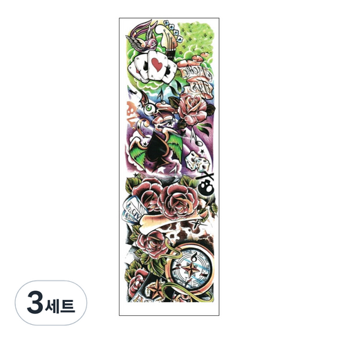 파티복닷컴 긴팔 타투스티커 MB-32, 혼합 색상, 3세트