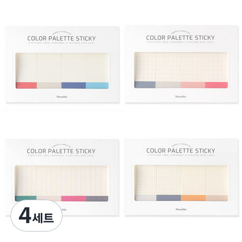 컬러 팔레트 스티키 인덱스 401 + 인덱스 402 + 인덱스 403 + 인덱스 404 포스트잇 세트, 혼합 색상, 4세트