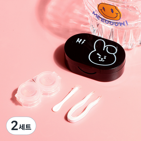 르벤아트 캐릭터 렌즈통 62 x 40 mm + 렌즈 집게 세트, 블랙, 2세트
