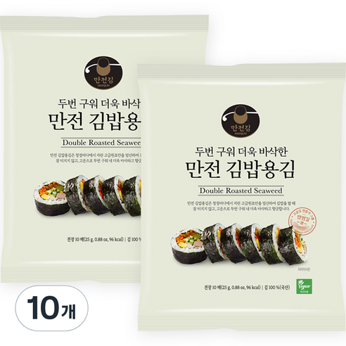 만전김 두번구워 더욱 바삭한 만전 김밥용김 10매, 25g, 10개