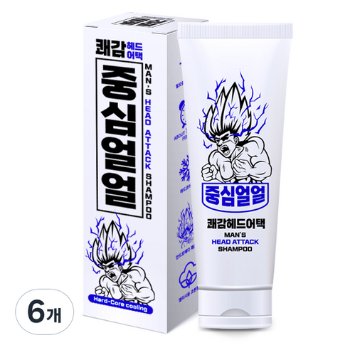 중심얼얼 쾌감 헤드어택 샴푸 코튼향, 6개, 250ml