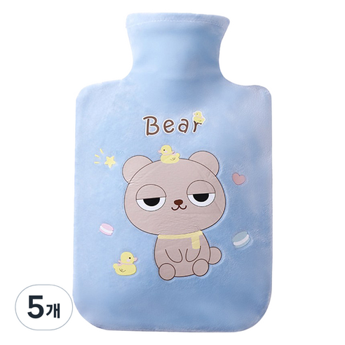 라이프팝 캐릭터 극세사 보냉 보온 물주머니 블루베어 500ml, 5개