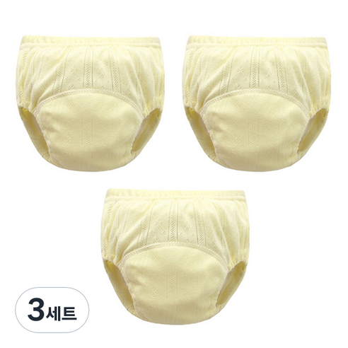 조이멀티 아동용 펀칭 단색파스텔 배변훈련팬티, 옐로우, 3세트