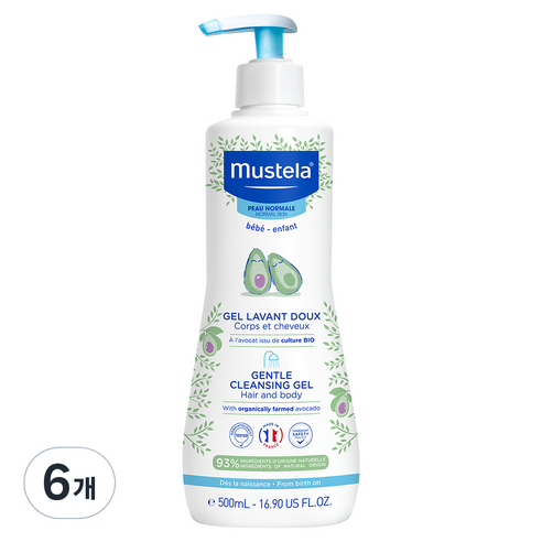 무스텔라 유아용 젠틀 클렌징 젤, 500ml, 6개