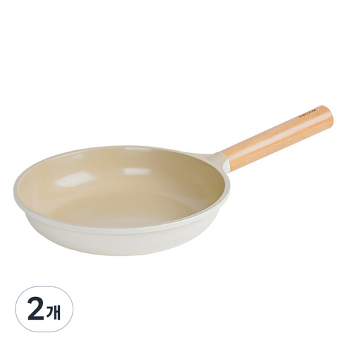 인블룸 인덕션 아이보리 우드핸들 IH 프라이팬, 24cm, 2개