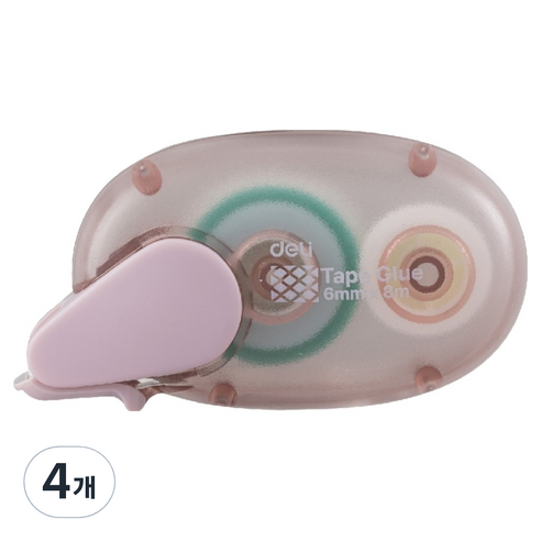 델리 몽돌 양면 풀테이프 6mm x 8m, 4개, 핑크