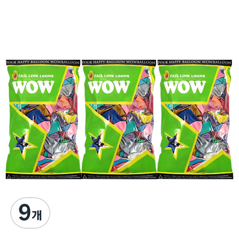 와우파티코리아 와우링커룬 풍선 15cm 50p, 펄혼합, 9개