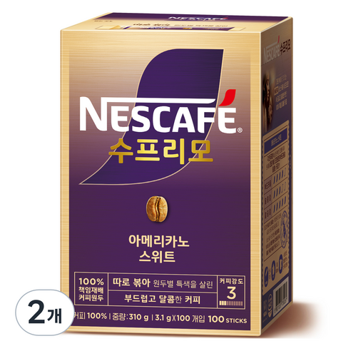 네스카페 수프리모 스위트 아메리카노, 100개입, 2개, 13.1g