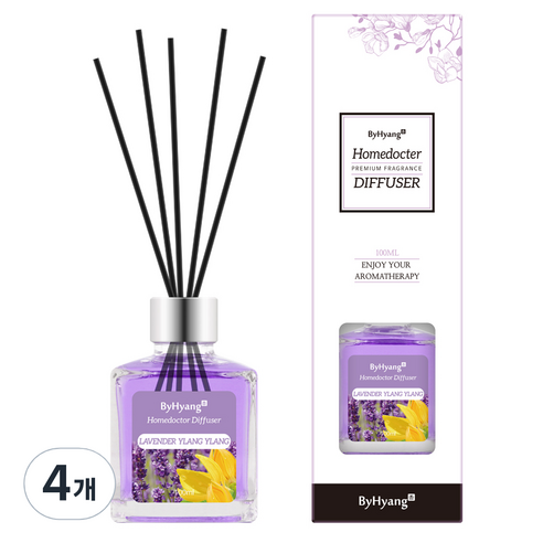 바이향 리프레싱 홈닥터 디퓨져 100ml, 라벤더 일랑일랑, 4개
