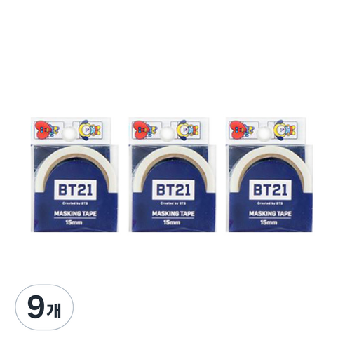 라인프렌즈 BT21 마스킹테이프 15mm, 단체, 9개