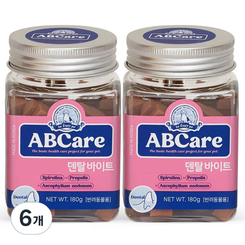 에이비씨케어 반려동물 바이트 영양제, 구강/치석관리, 180g, 6개