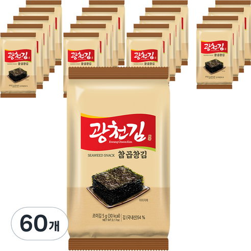 광천김 참 곱창 도시락김, 60개, 5g