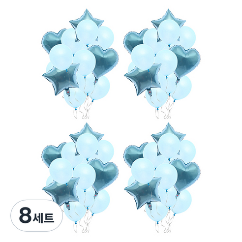 블럭마트 돌잔치 하트 별풍선 파티풍선 생일풍선 세트, TYPE9, 8세트